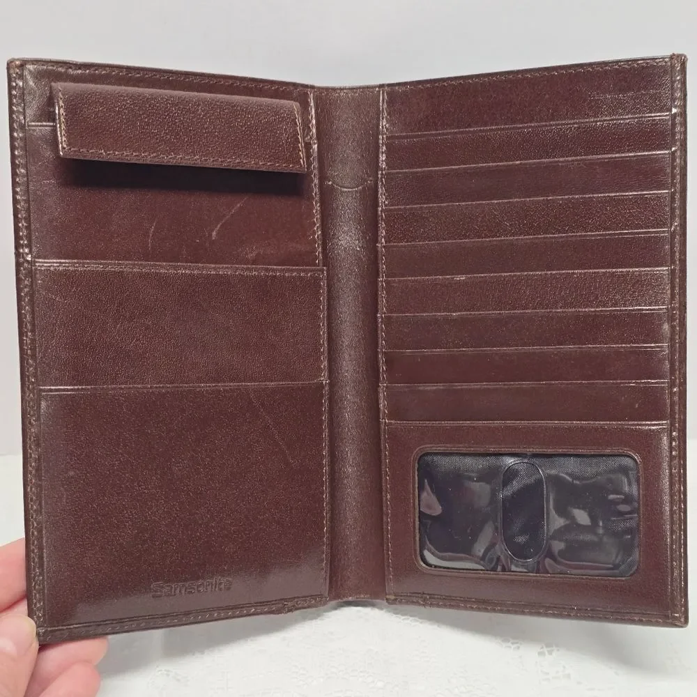 Vintage Samsonite Genuine Brown Leather Wallet Travel Organizer Business Casual